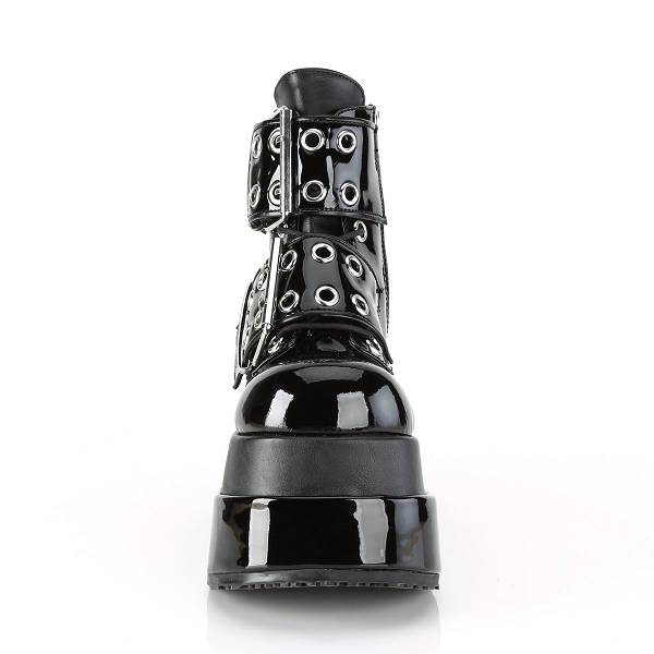Demonia Women's Bear-104 Platform Ankle Boots - Black Patent/Vegan Leather D5231-06US Clearance